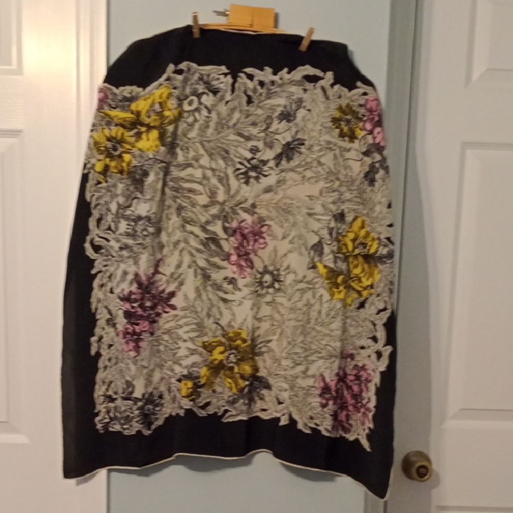 Vintage Floral & Black and White Pattern Scarf - Large Square